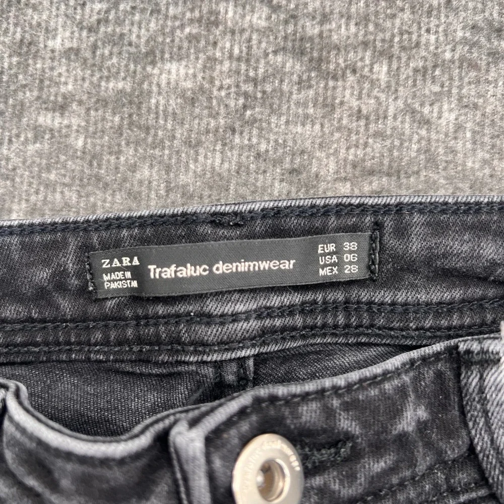 Zara Trafaluc Womens High Rise Skinny Jeans‎ Faded Black Size 6 Stretch Denim